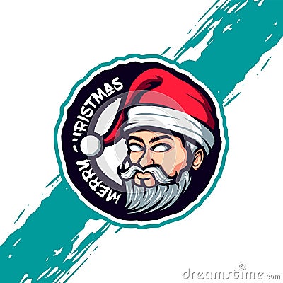 Emotional Chrismas Santa Head Fantasy Mascot Vector Illustration